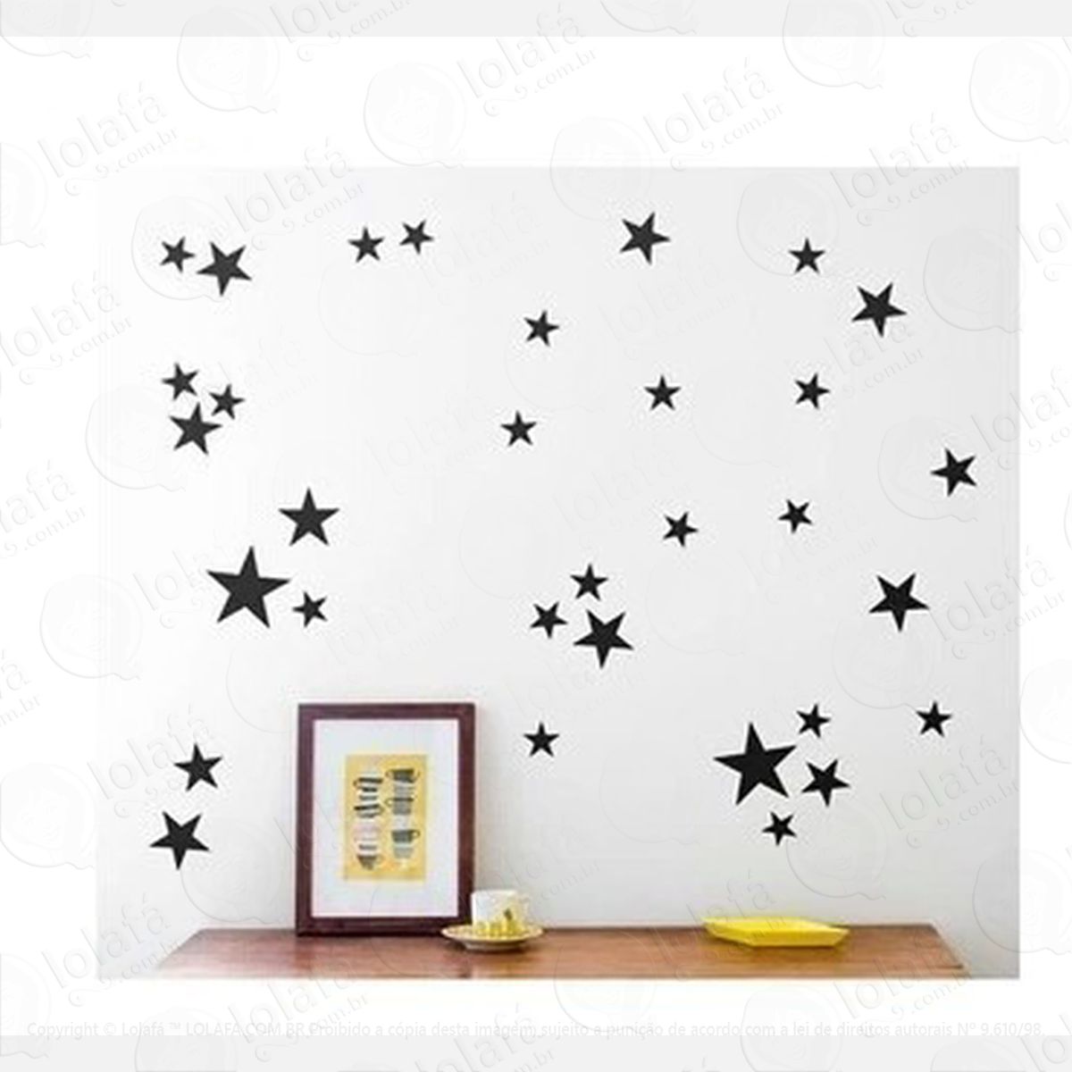 kit 240 estrelas adesivo de parede decoração quarto de bebê mod:4498