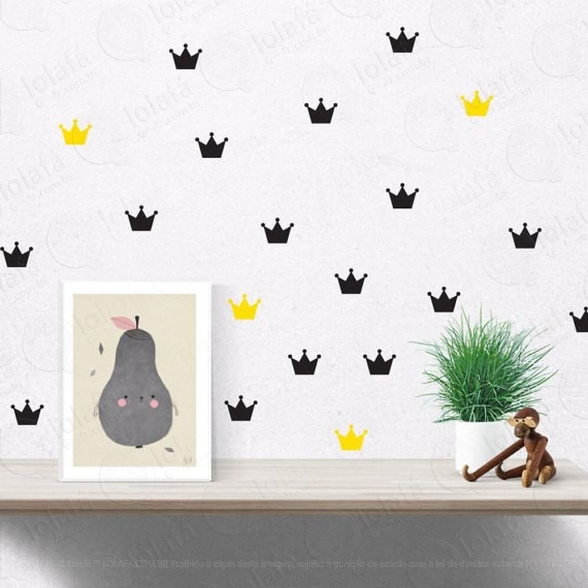 100 coroas adesivos de parede quarto bebê decoração coroa mod:4501
