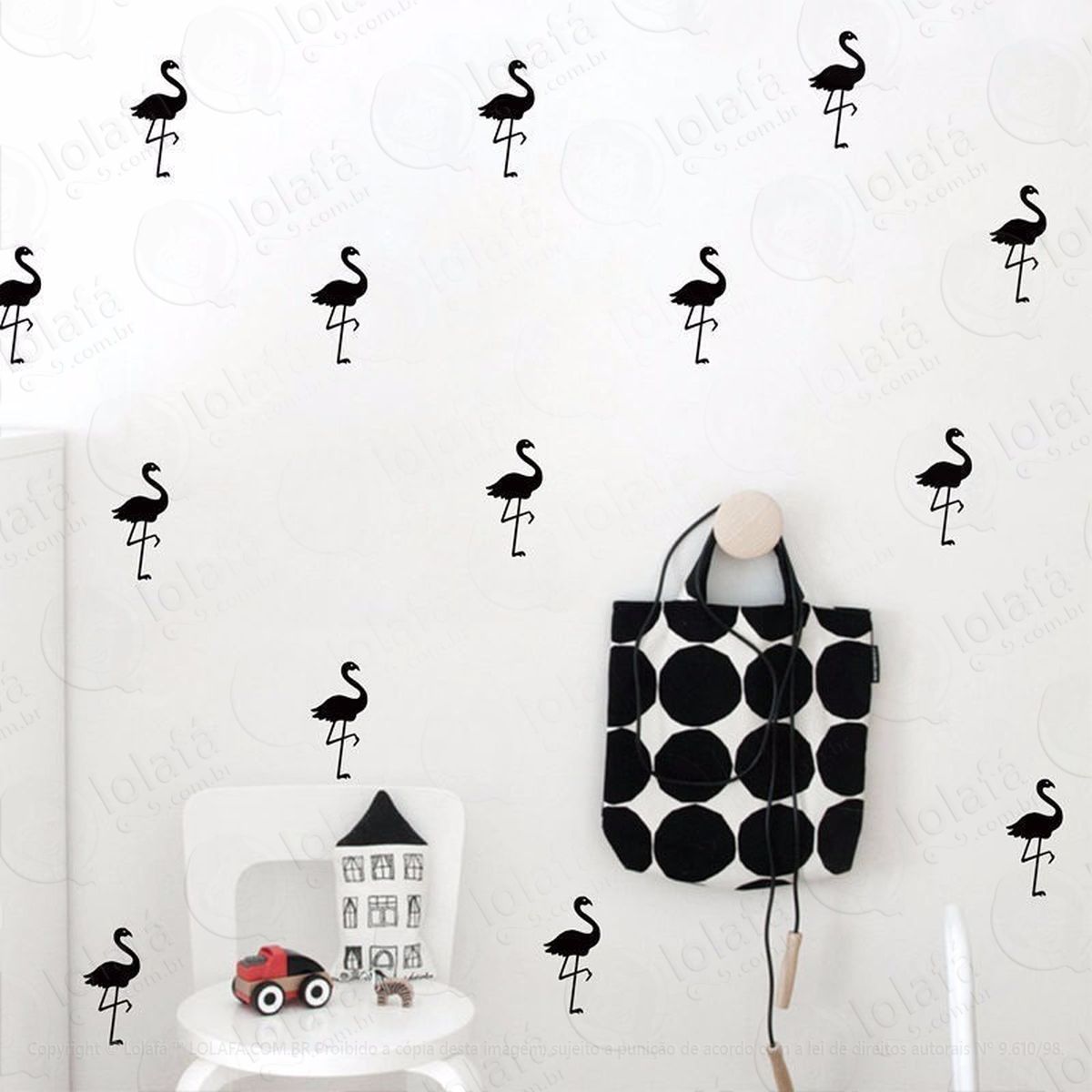 60 adesivos flamingo parede 12x5.8 cm mod:4511