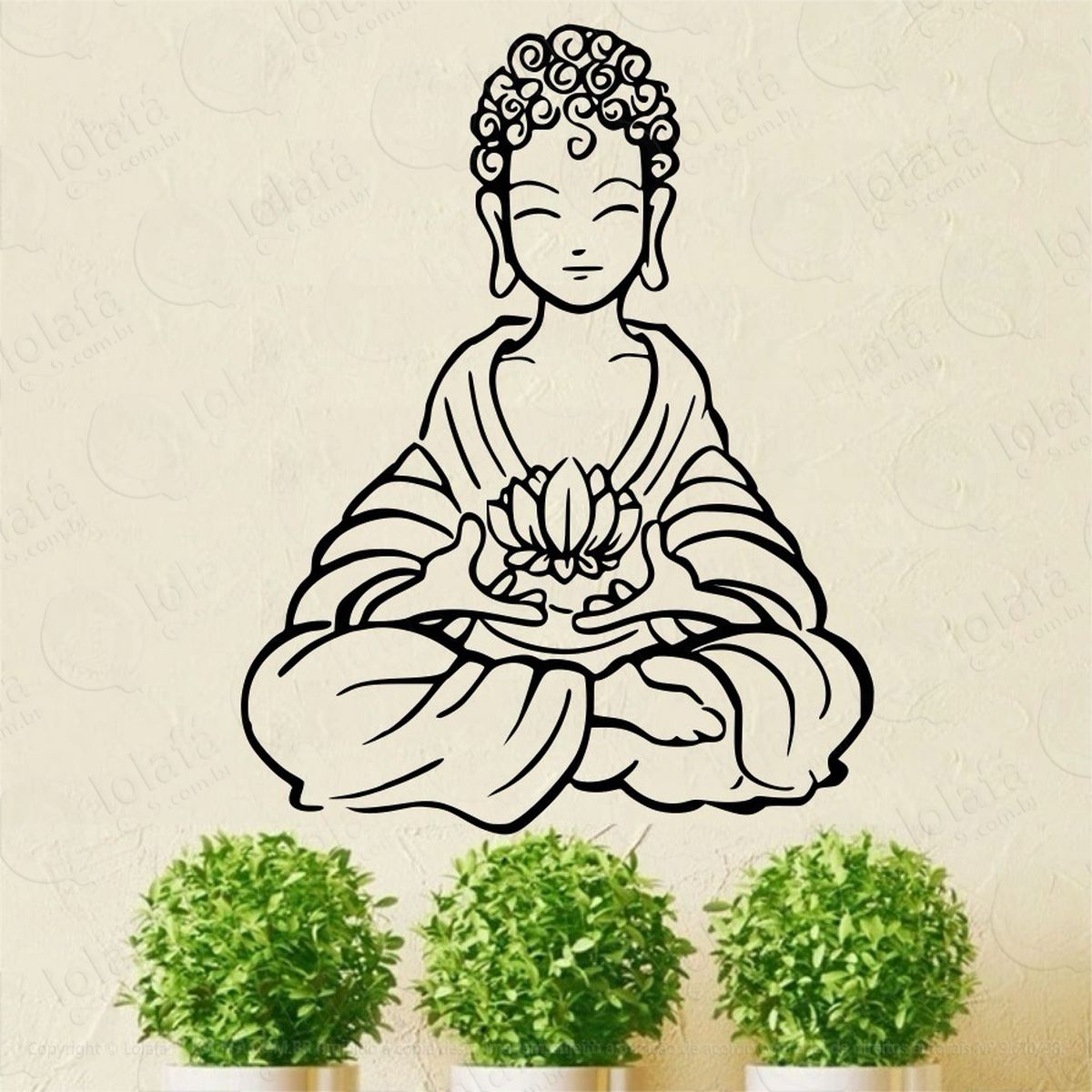 Adesivo De Parede Meditação Buda Com Flor De Lótus Mod:4514