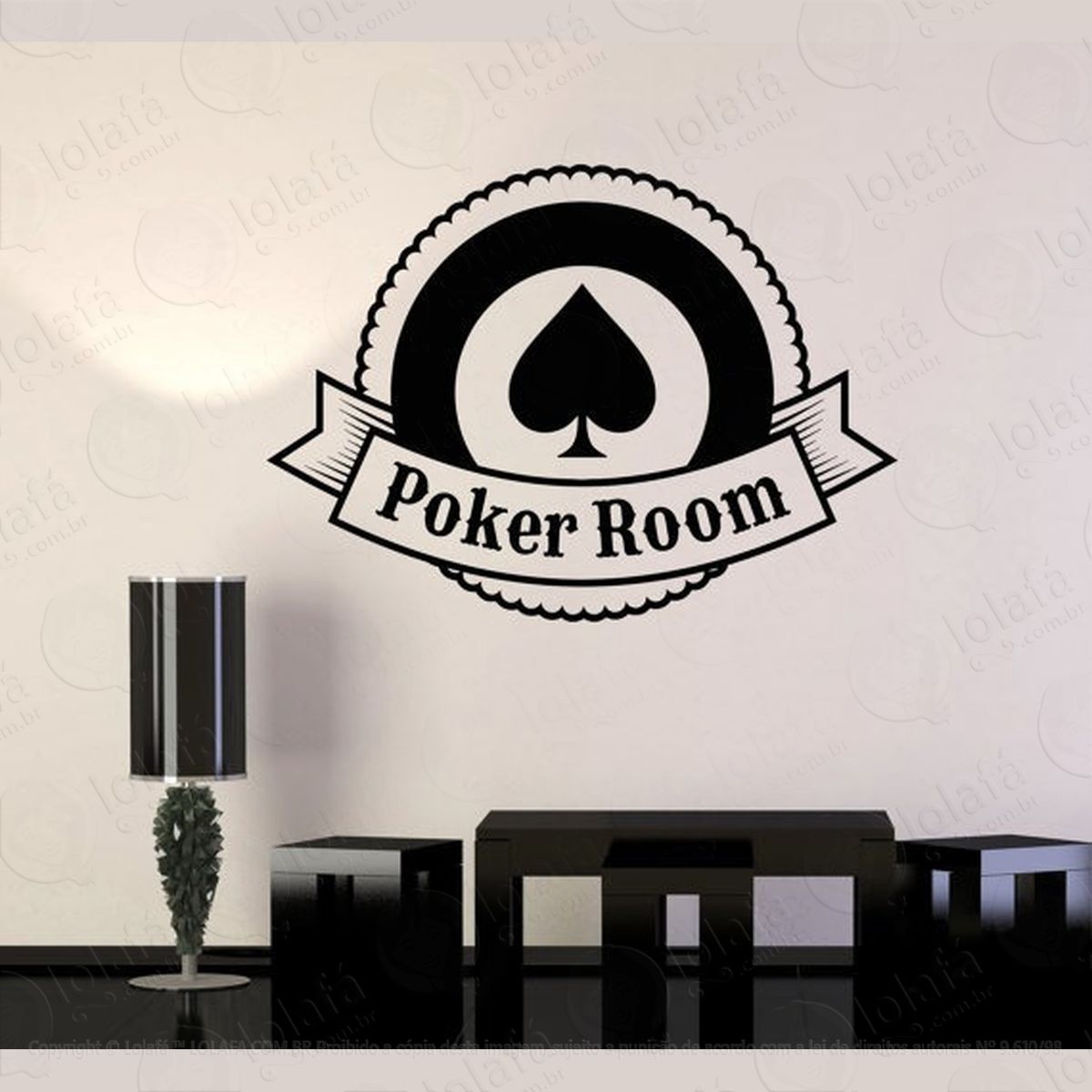 adesivo de parede poker room baralho jogo mod:4523