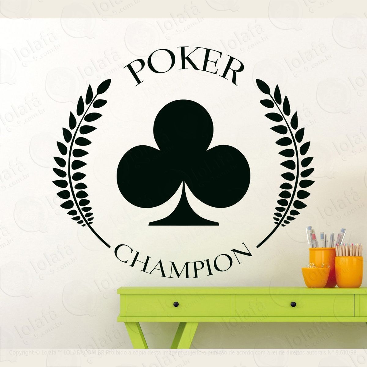 adesivo de parede poker baralho jogo campeonato mod:4526