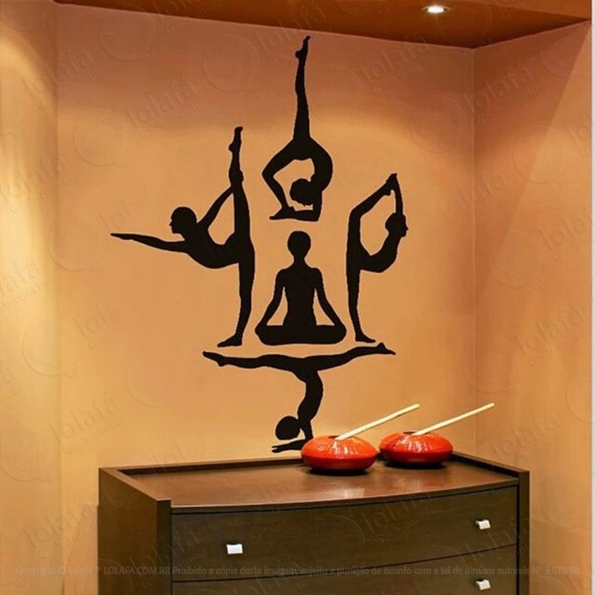 yoga em adesivo vinil zen decoração spa parede mod:4527