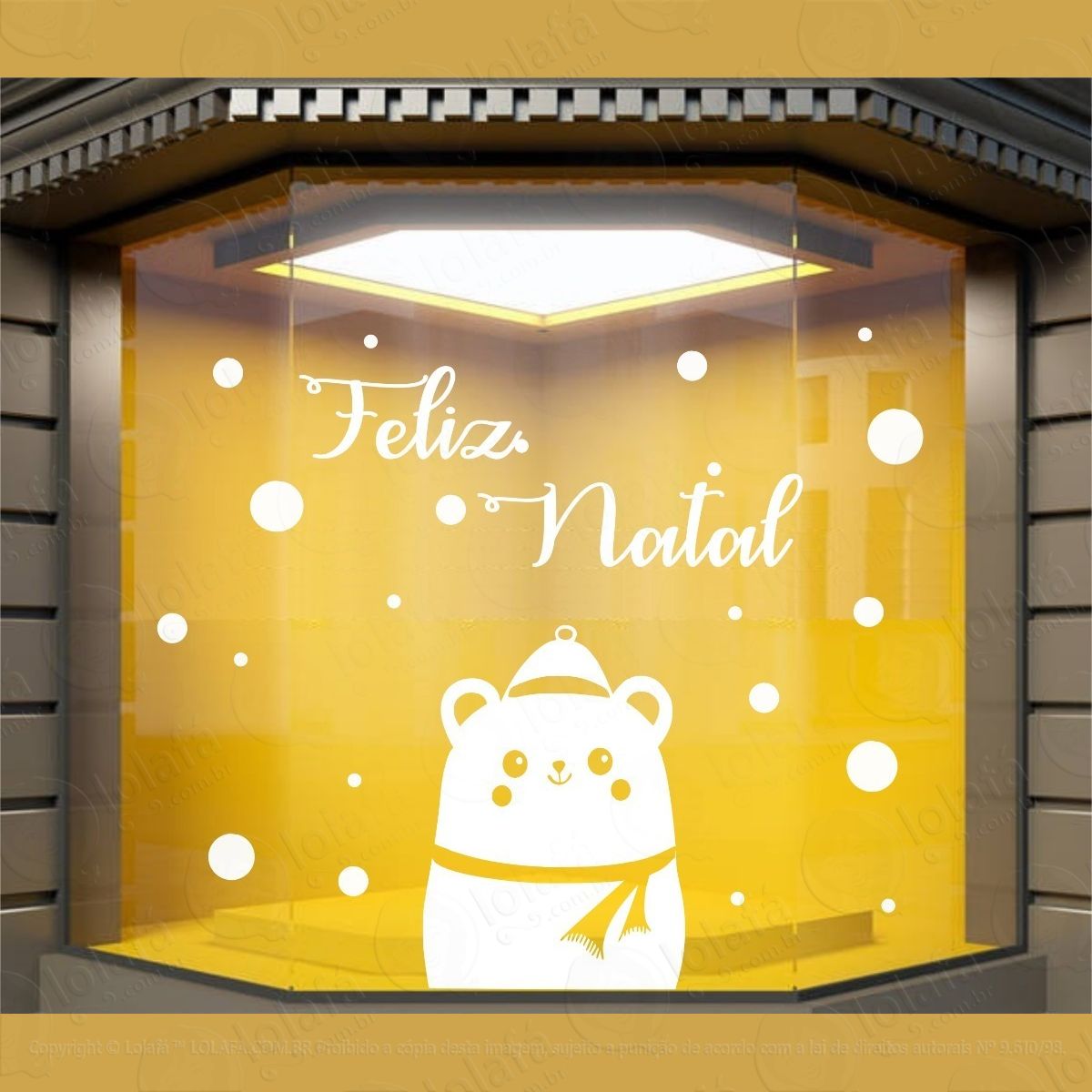 adesivo vitrine ursinho feliz natal boas festas mod:4568