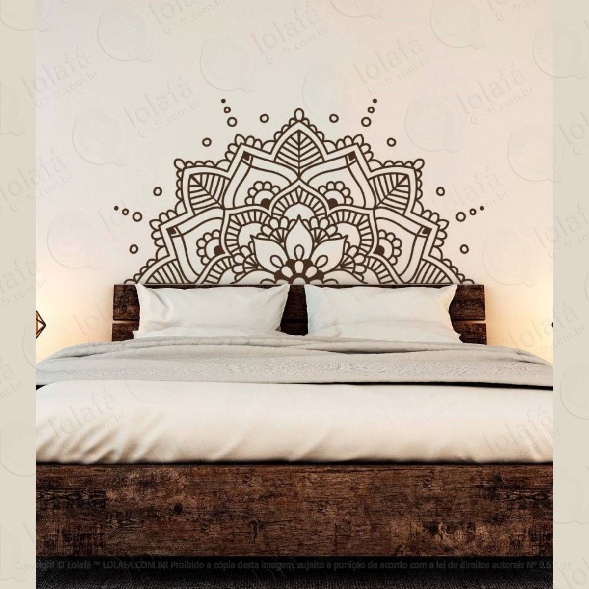cabeceira adesivo de parede mandala quarto família mod:4611