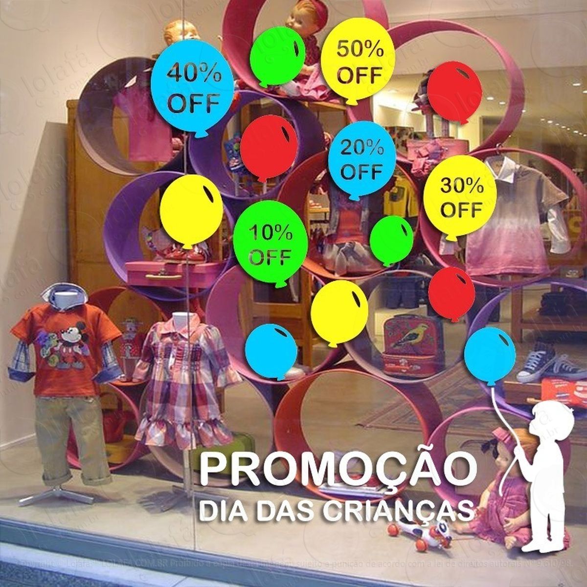 Adesivo Decorativo Vitrine Promoção Dia Das Crianças Balões Mod:4636