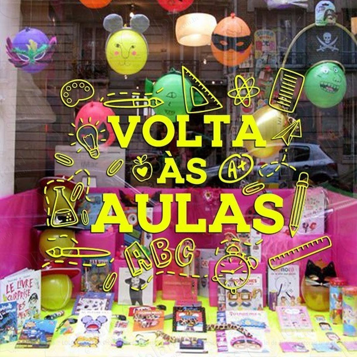 adesivo decorativo vitrine papelaria volta Às aulas mod:4643