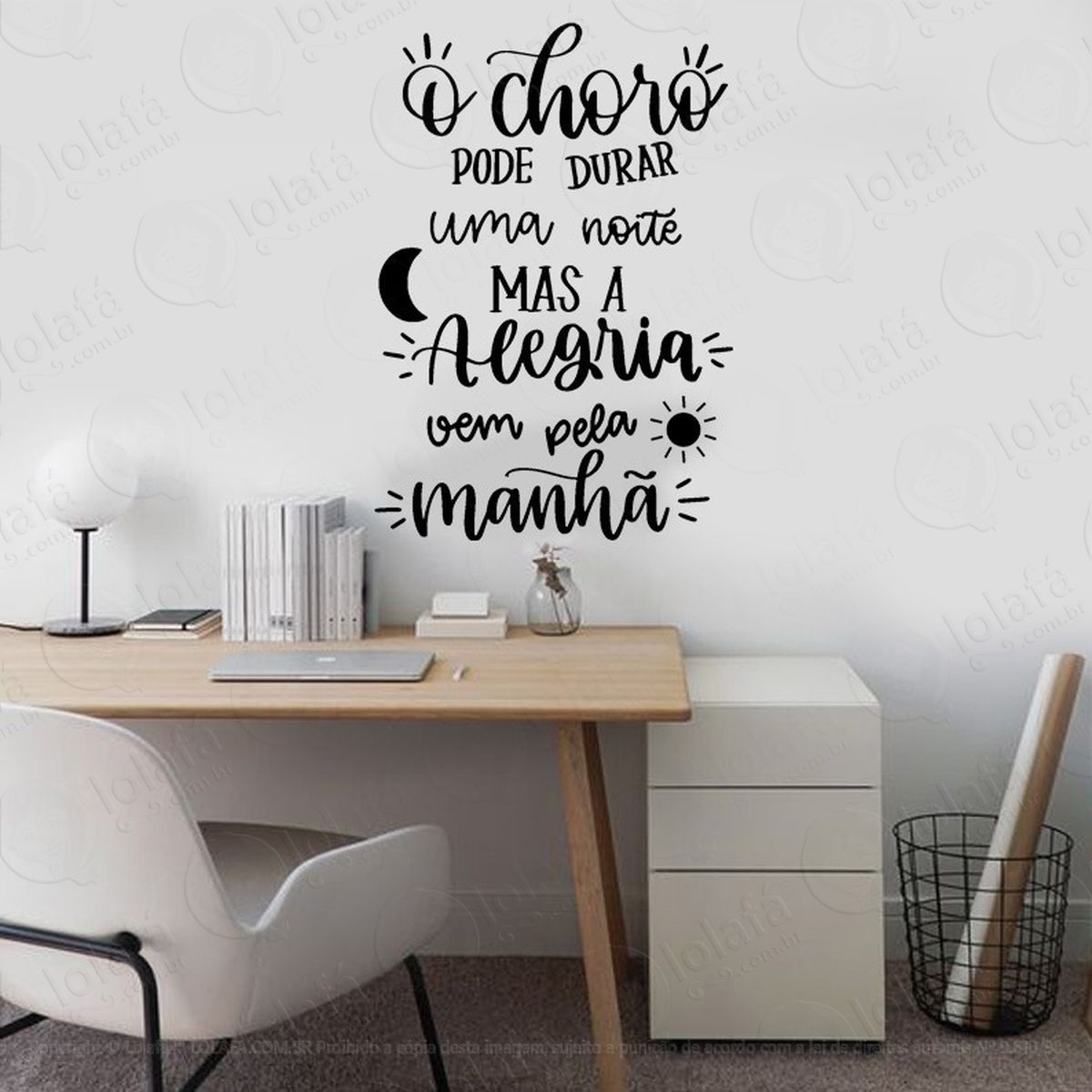 adesivo de parede frase o choro pode durar uma noite mod:4658