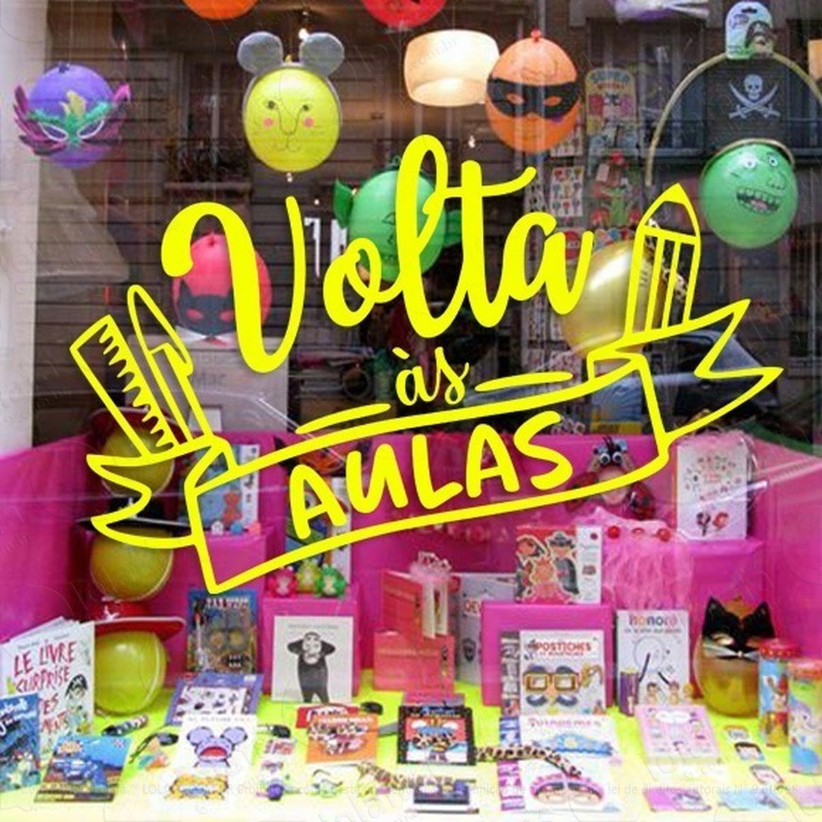 adesivo decorativo vitrine papelaria volta Às aulas mod:4689