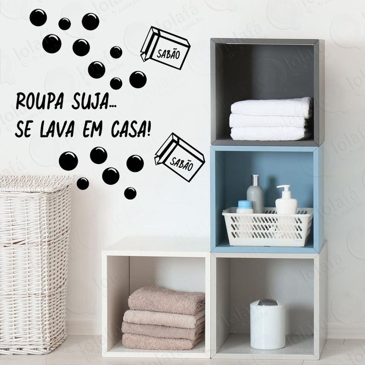 Adesivo De Parede Lavanderia Roupa Suja Bolhas Sabão Mod:4702