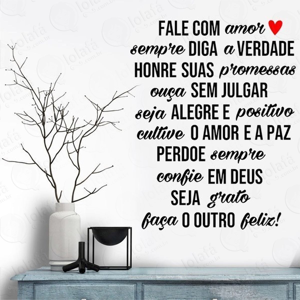 adesivo de parede frase sala fale com amor mod:4711