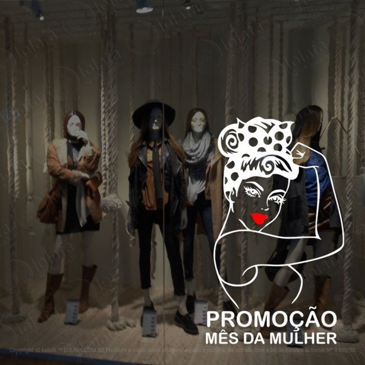 adesivo decorativo vitrine promoção mês da mulher mod:4715