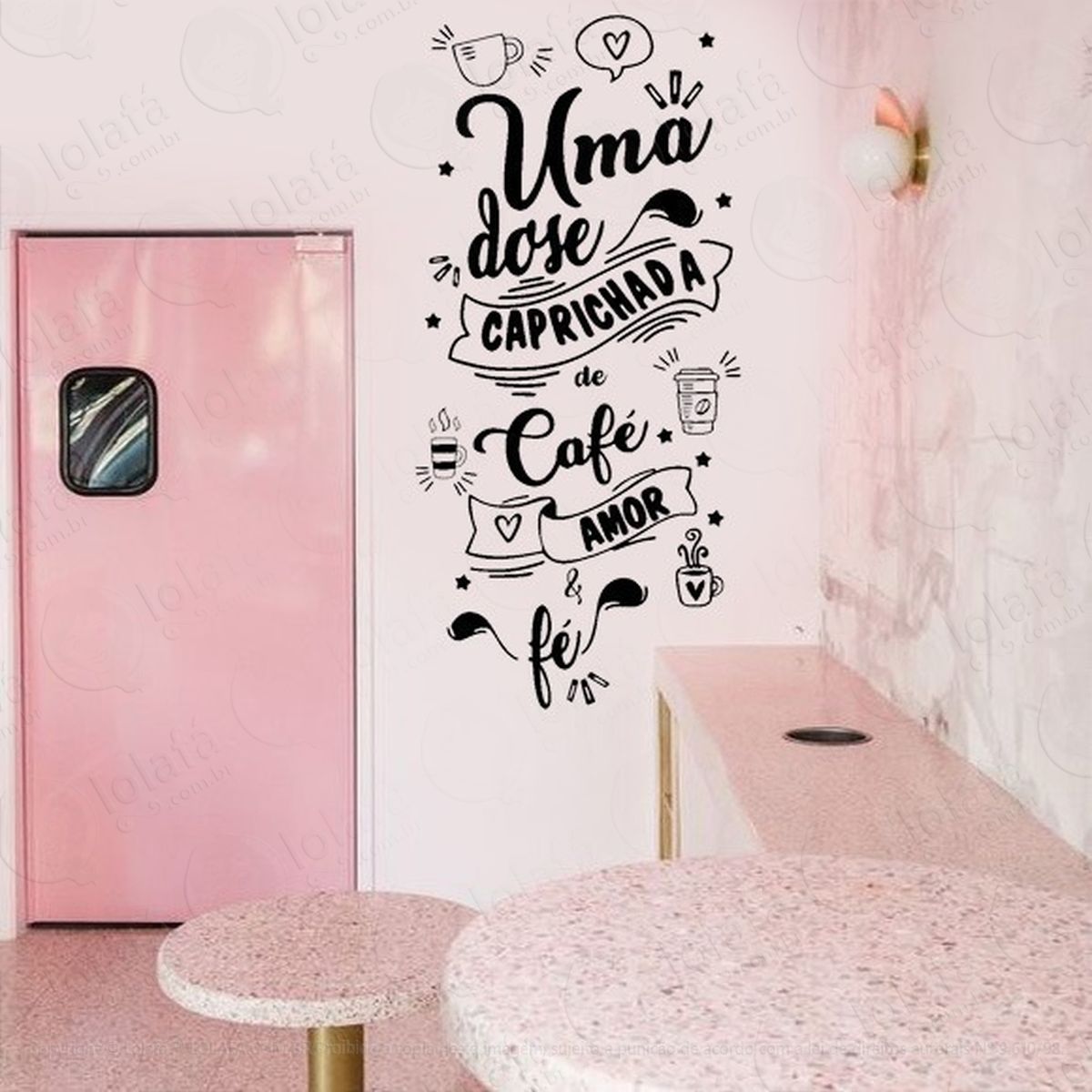 adesivo de parede frase cozinha dose caprichada de café amor mod:4722