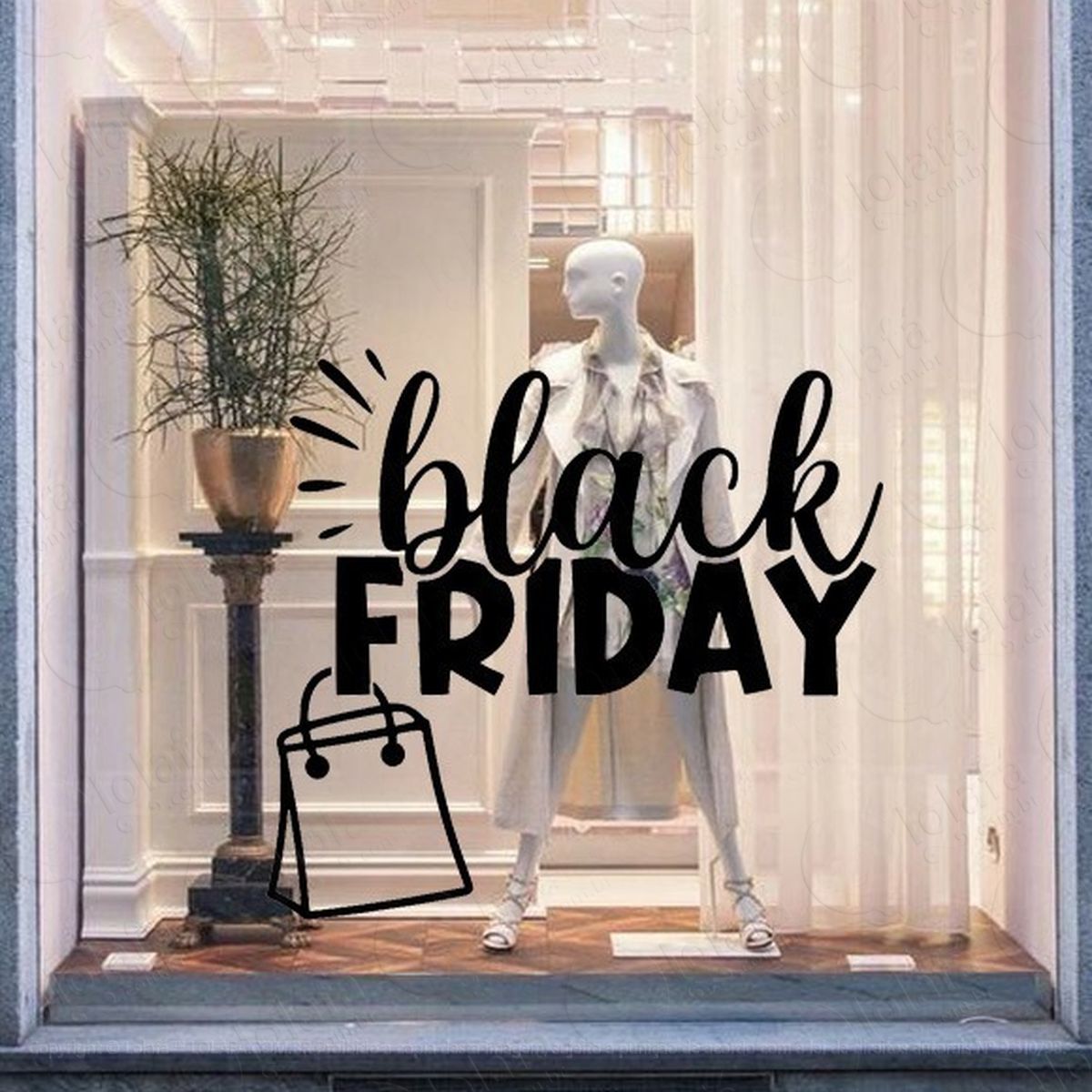 adesivo decorativo vitrine black friday sacola médio mod:4750