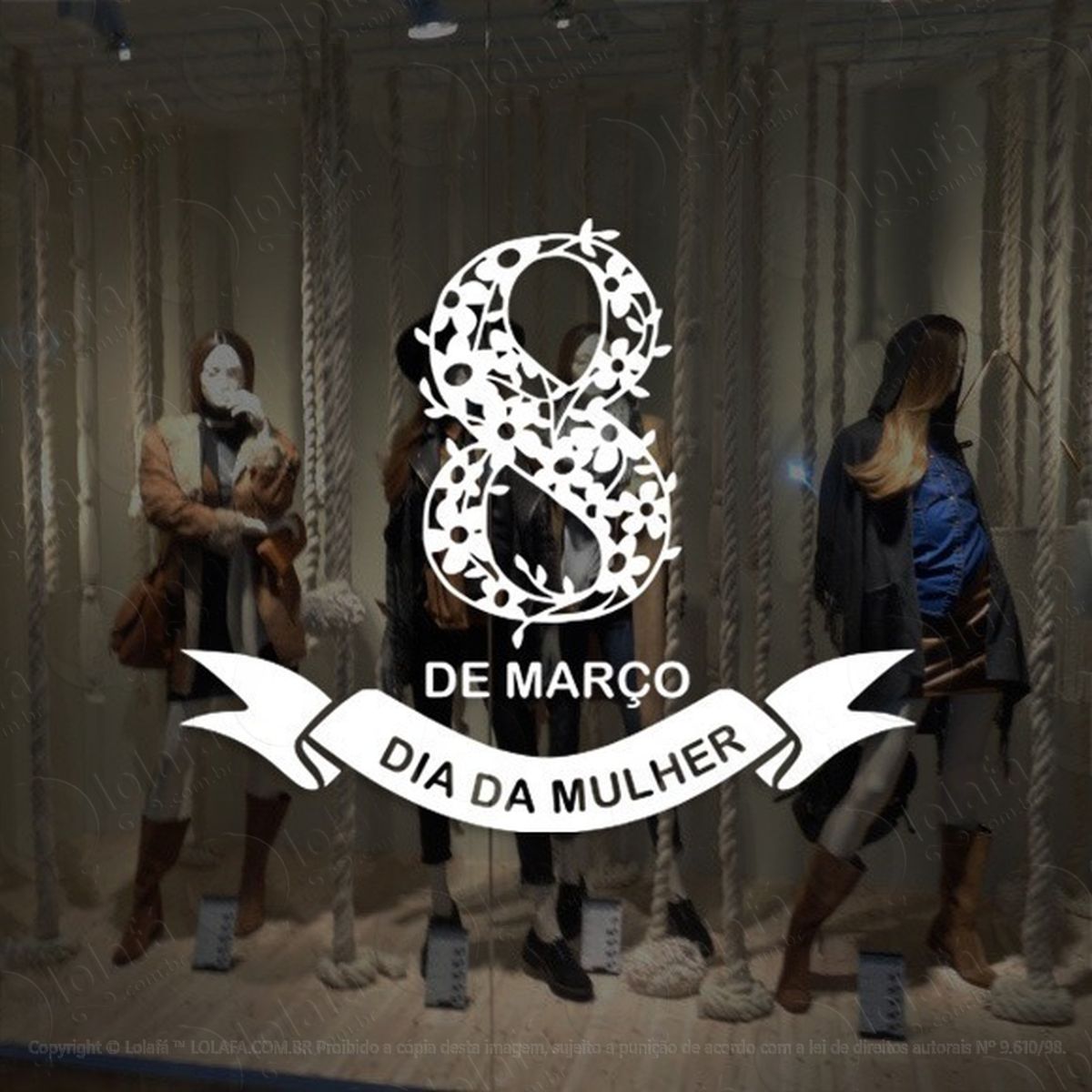 Adesivo Decorativo Vitrine Dia Da Mulher 8 De Março Mod:4752