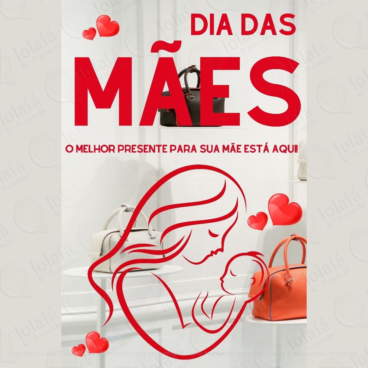 adesivo decoração vitrine loja dia das mães pequeno mod:4784