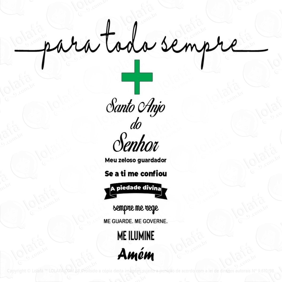 kit adesivo oração santo anjo e adesivo para todo sempre mod:5071