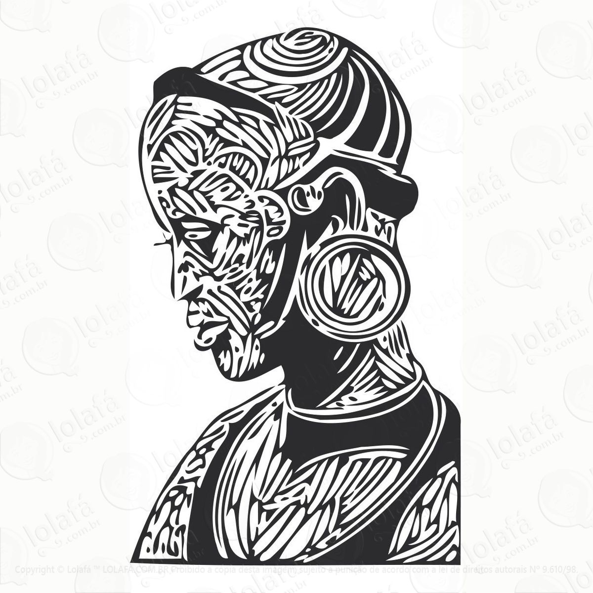 adesivo para vidro, parede e quadro mulher africana vinil mod:5653