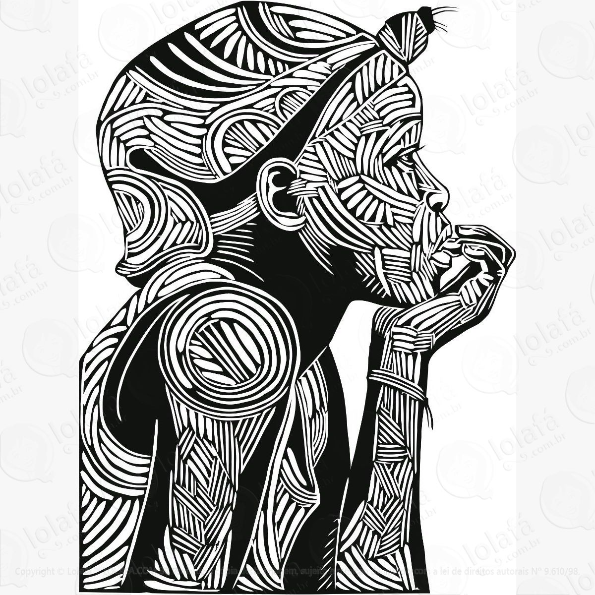 adesivo para vidro, parede e quadro menino africano vinil mod:5654