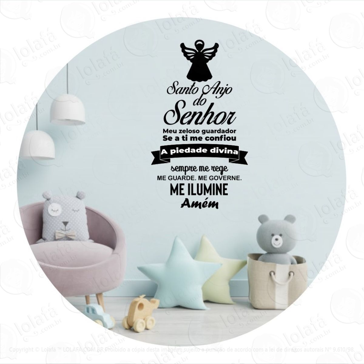 adesivo decorativo de parede oração do anjo da guarda mod:5711