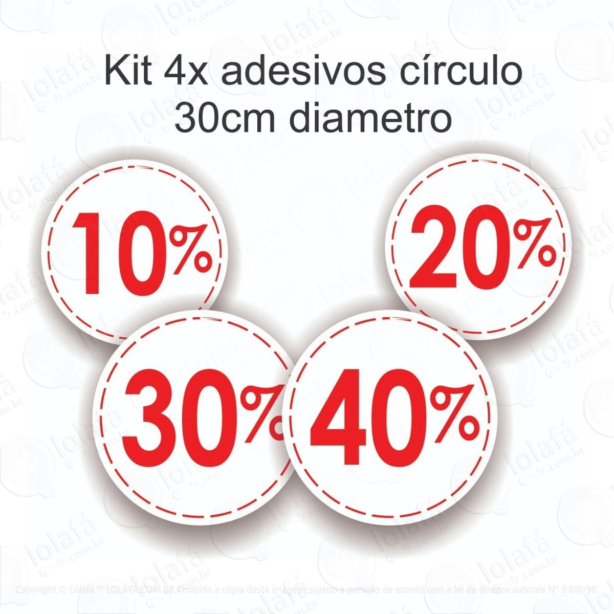 kit adesivo pra vitrines 4x círculos porcentagens mod:5799