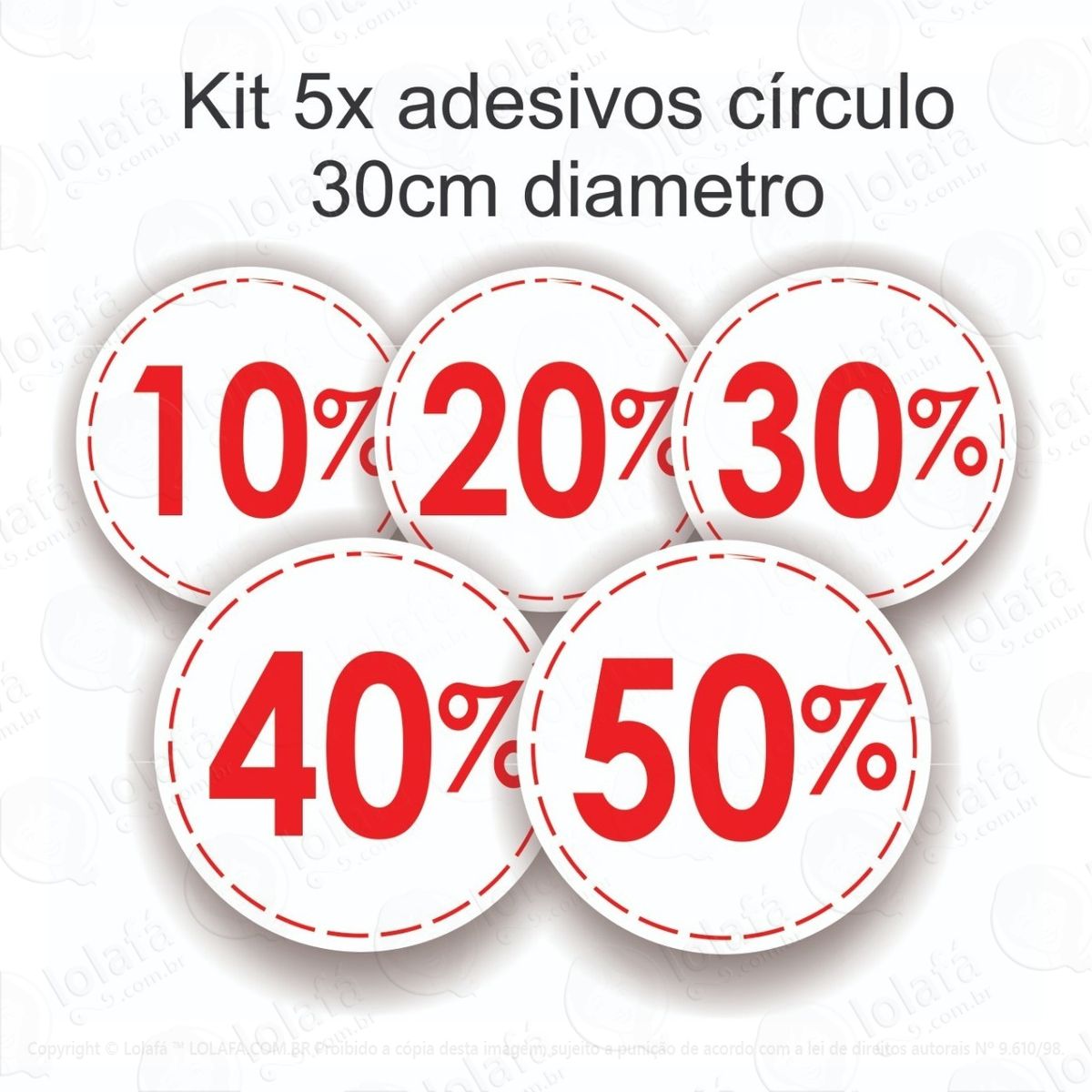 kit adesivo pra vitrines 5x círculos porcentagens mod:5806