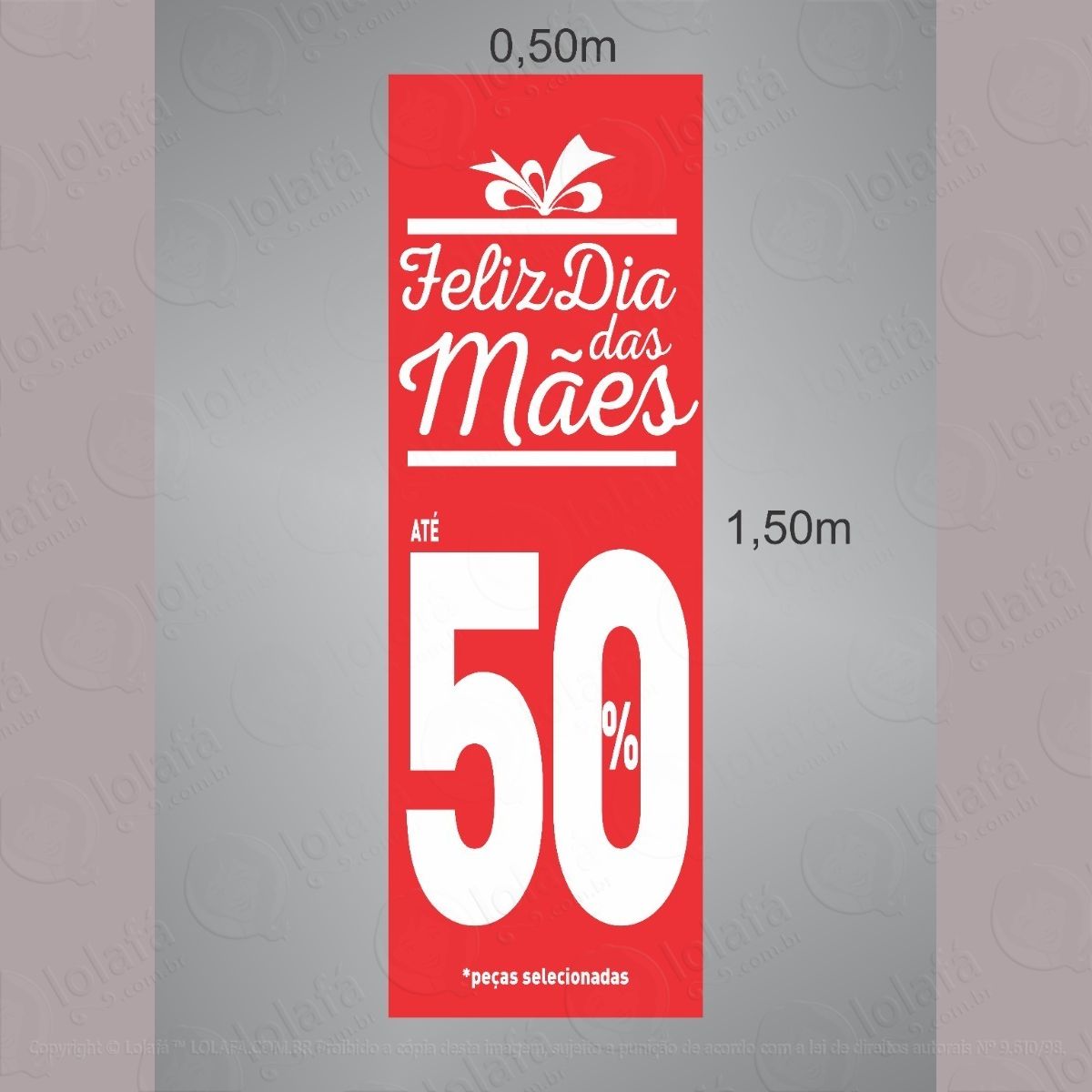 adesivo vertical feliz dia das mães até 50% mod:5830
