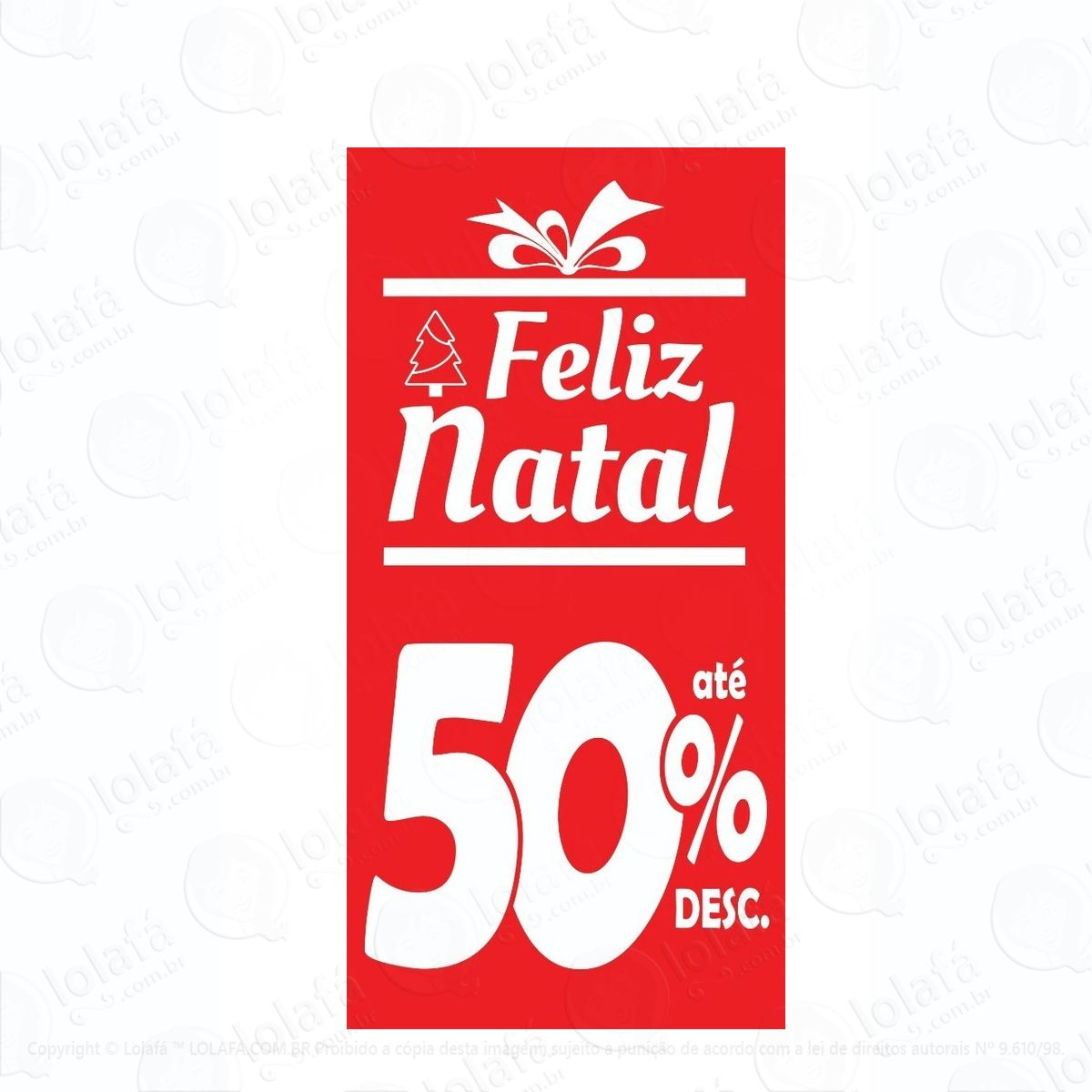 adesivo vertical feliz natal até 50% vitrine promoção mod:5957