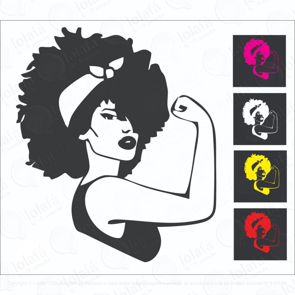 adesivo mulher empoderada - black power - parede casa sala mod:6148