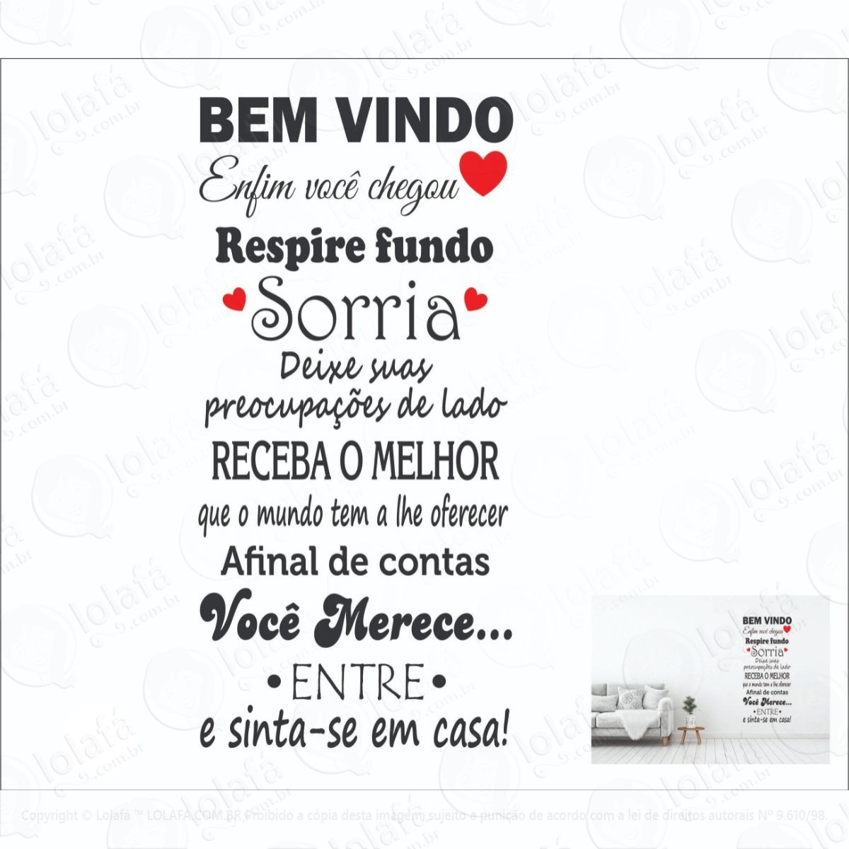 adesivo de parede - frase bem vindo - casa familia amigos mod:6152