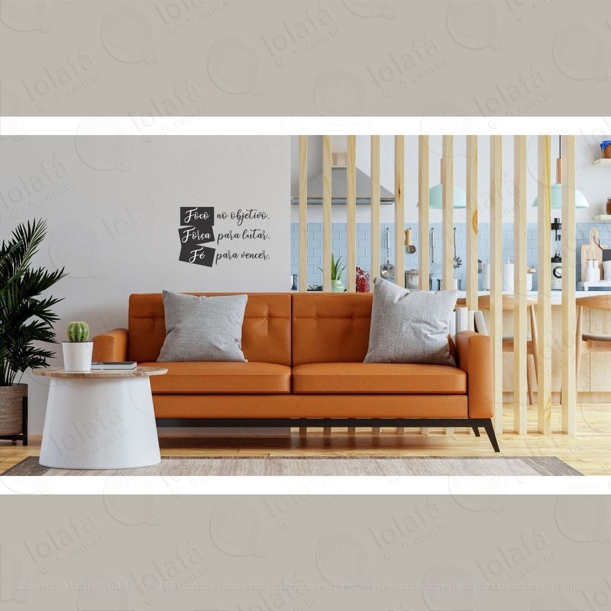Adesivo Decorativo De Parede Frase Foco Força E Fé Mod:6601