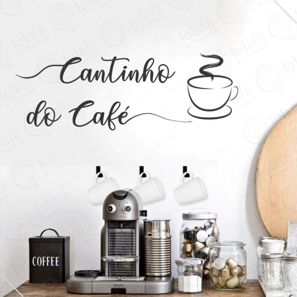 Adesivo Decorativo De Parede Frase Cantinho Do Café Cozinha Mod:6686