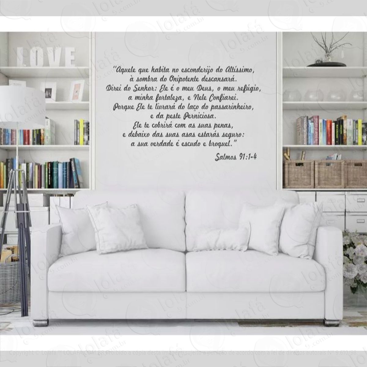 Adesivo Decorativo Parede Frase Salmo Deus Fe Senhor 91:1-4 Mod:6713