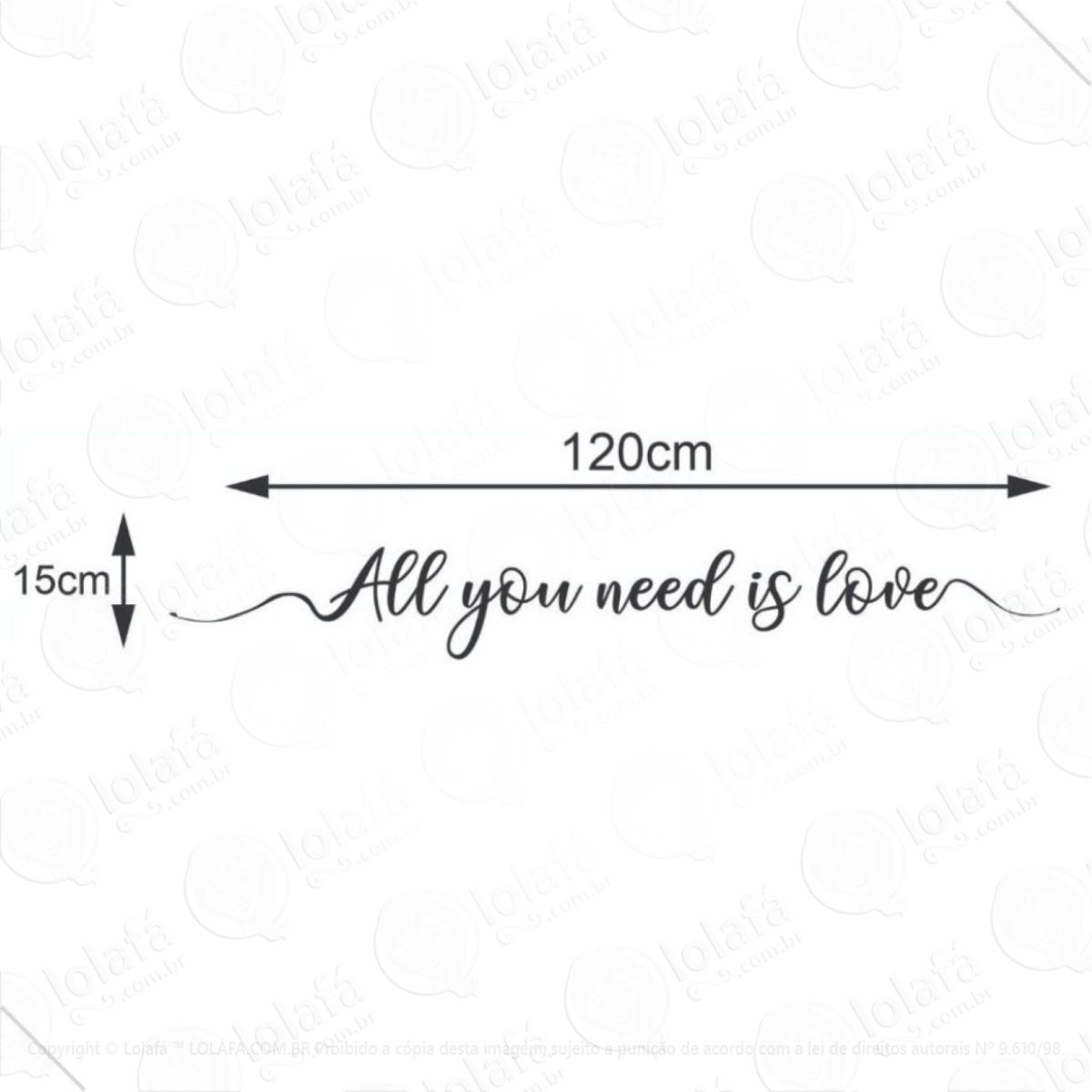 adesivo decorativo de parede frase all you need is love mod:6840