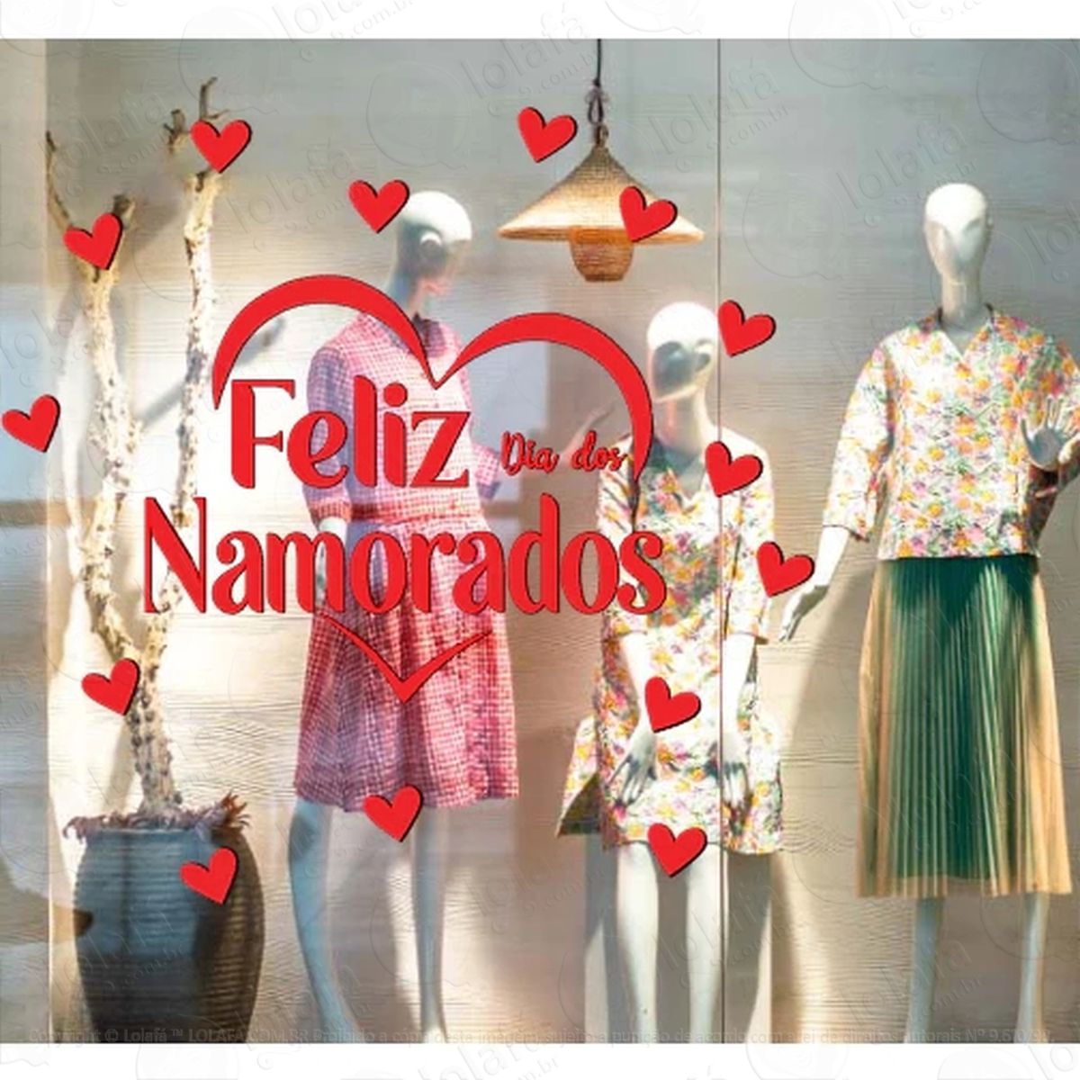 adesivo para de vitrine dia dos namorados com coração mod:2