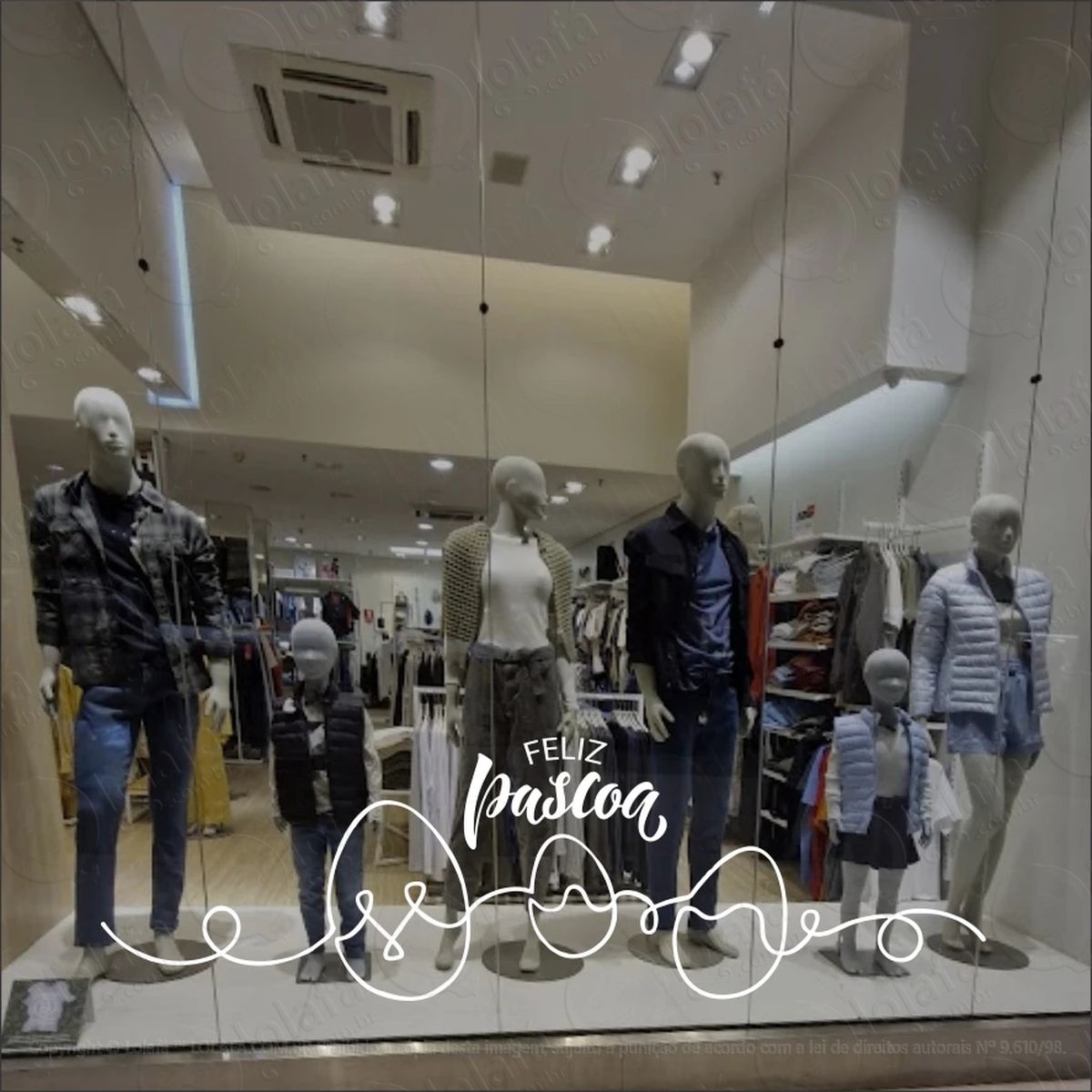 adesivo para vitrine feliz páscoa mod:7
