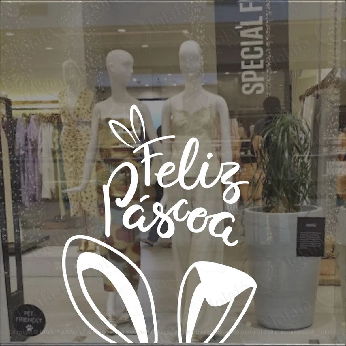 adesivo vitrine de páscoa orelha de coelho mod:9