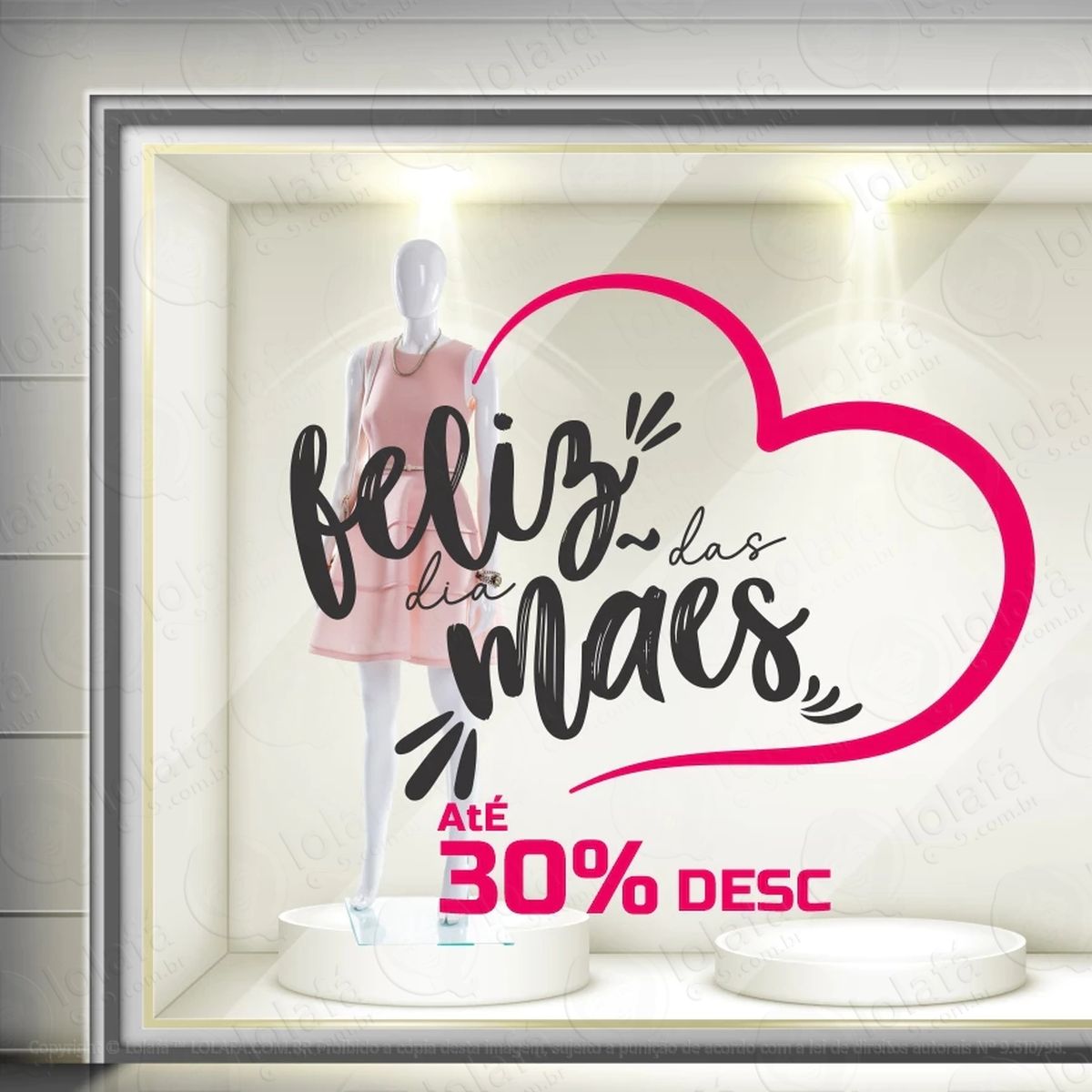 adesivo vitrine dia das mães 30% de desconto mod:11