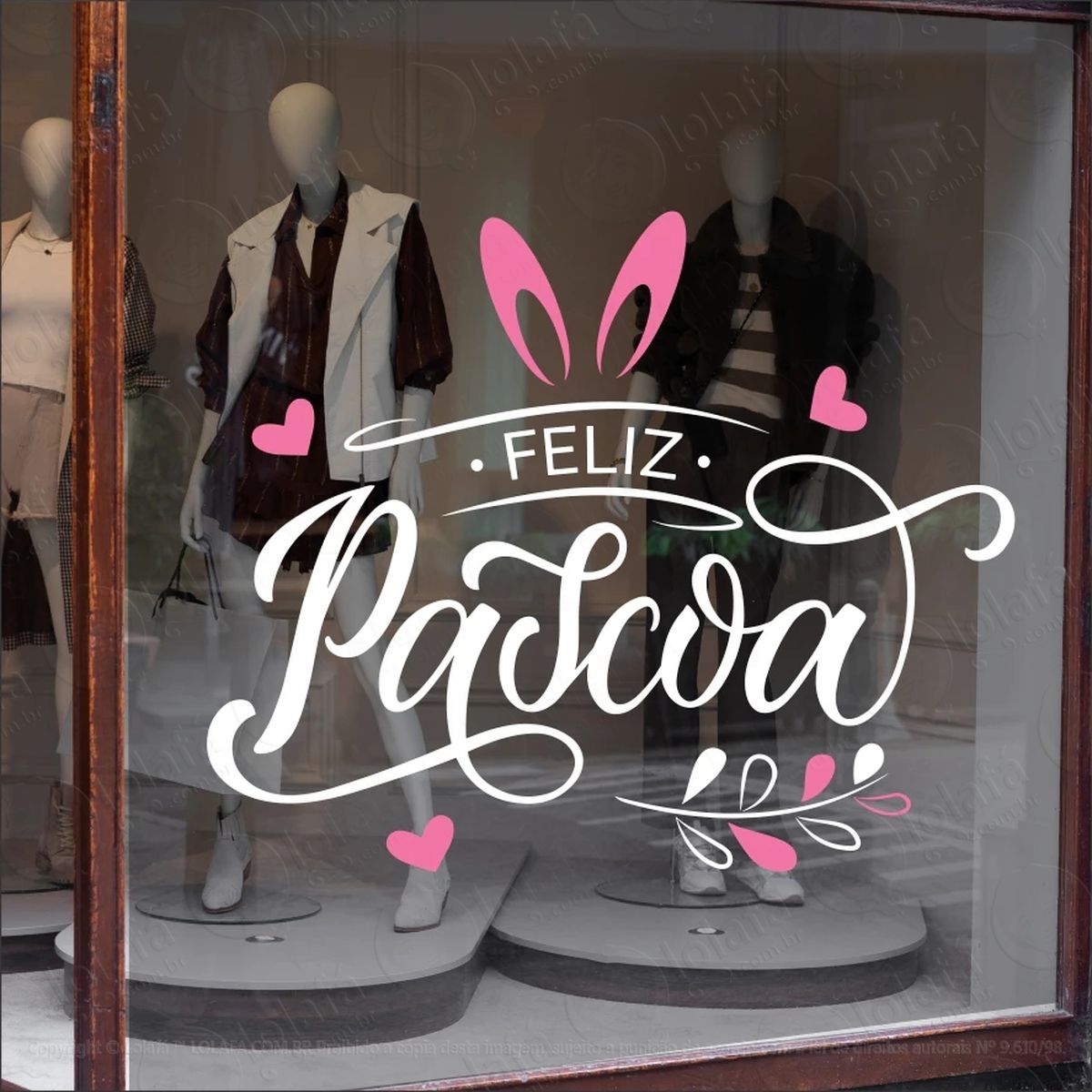 adesivo vitrine feliz páscoa mod:23