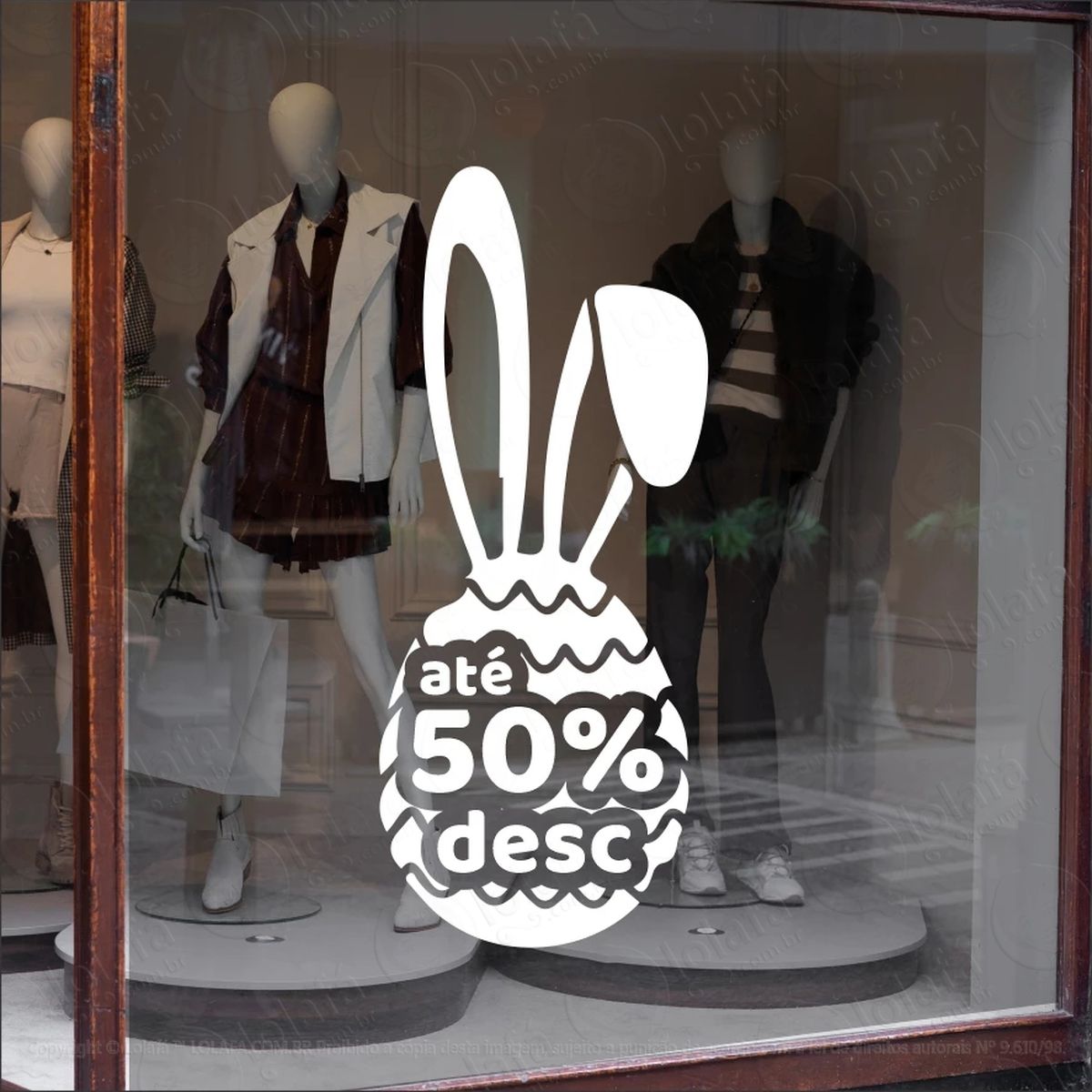 adesivo vitrine ovo de páscoa 50% desconto mod:24