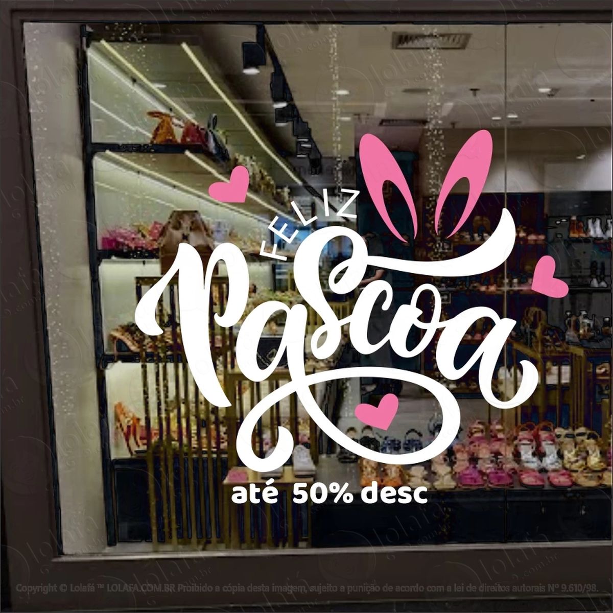 adesivo vitrine páscoa até 50% desconto mod:25