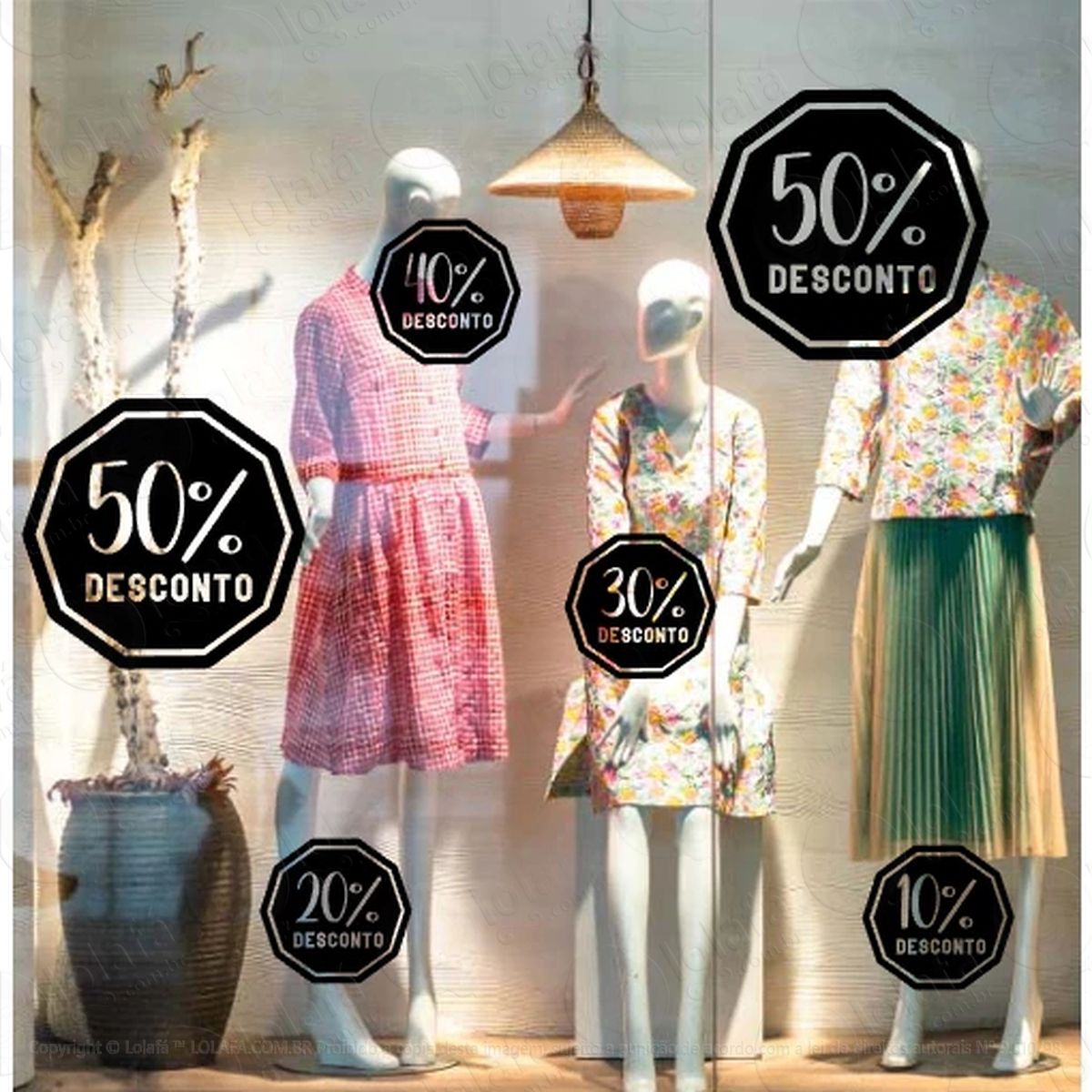 kit 06 adesivos para vitrine promoção e desconto mod:34