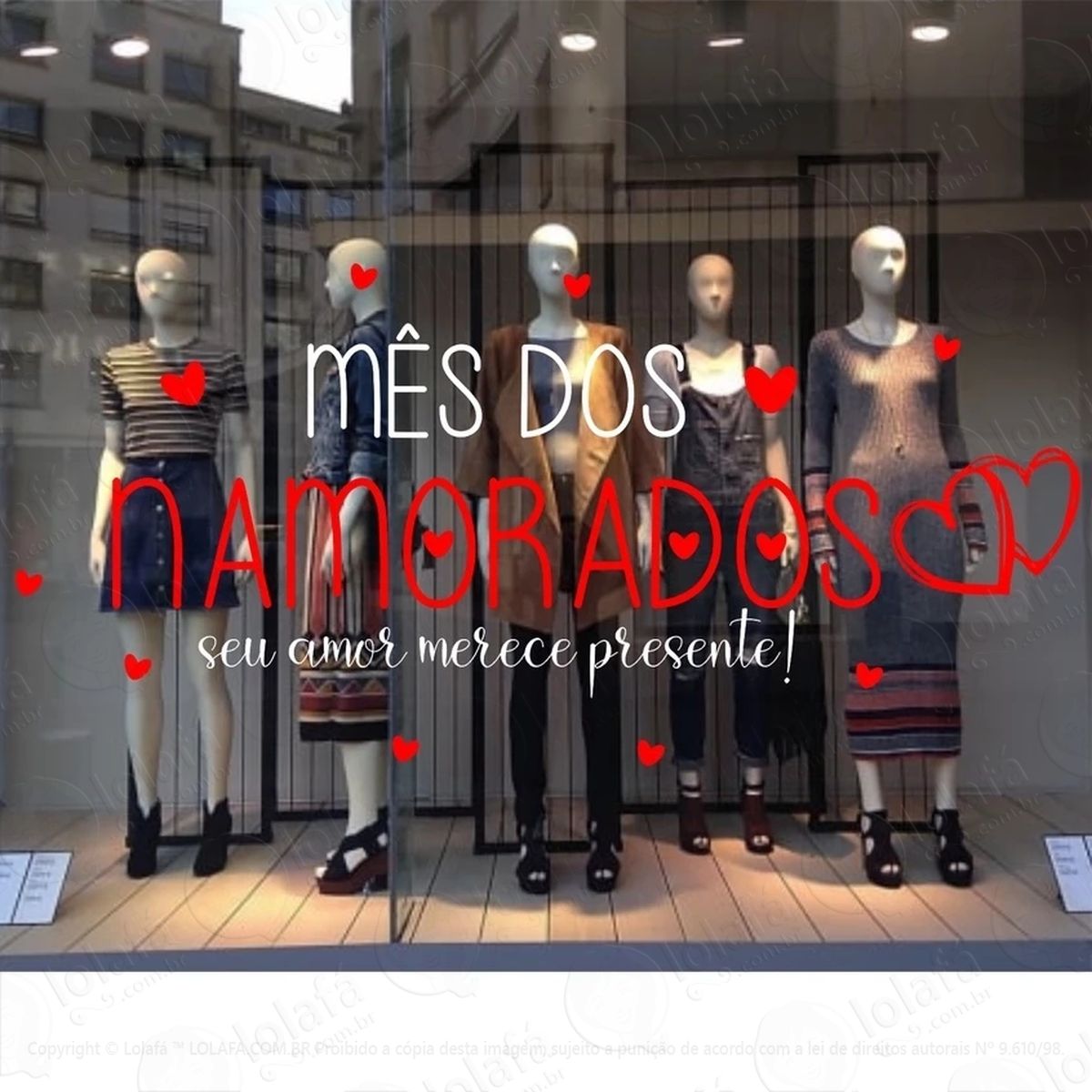 adesivo de vitrine dia dos namorados vitrinismo loja lojista mod:39