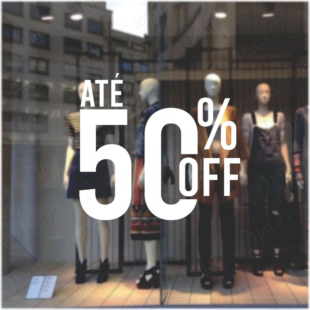 adesivo de vitrine promoção 50% off sale mod:49