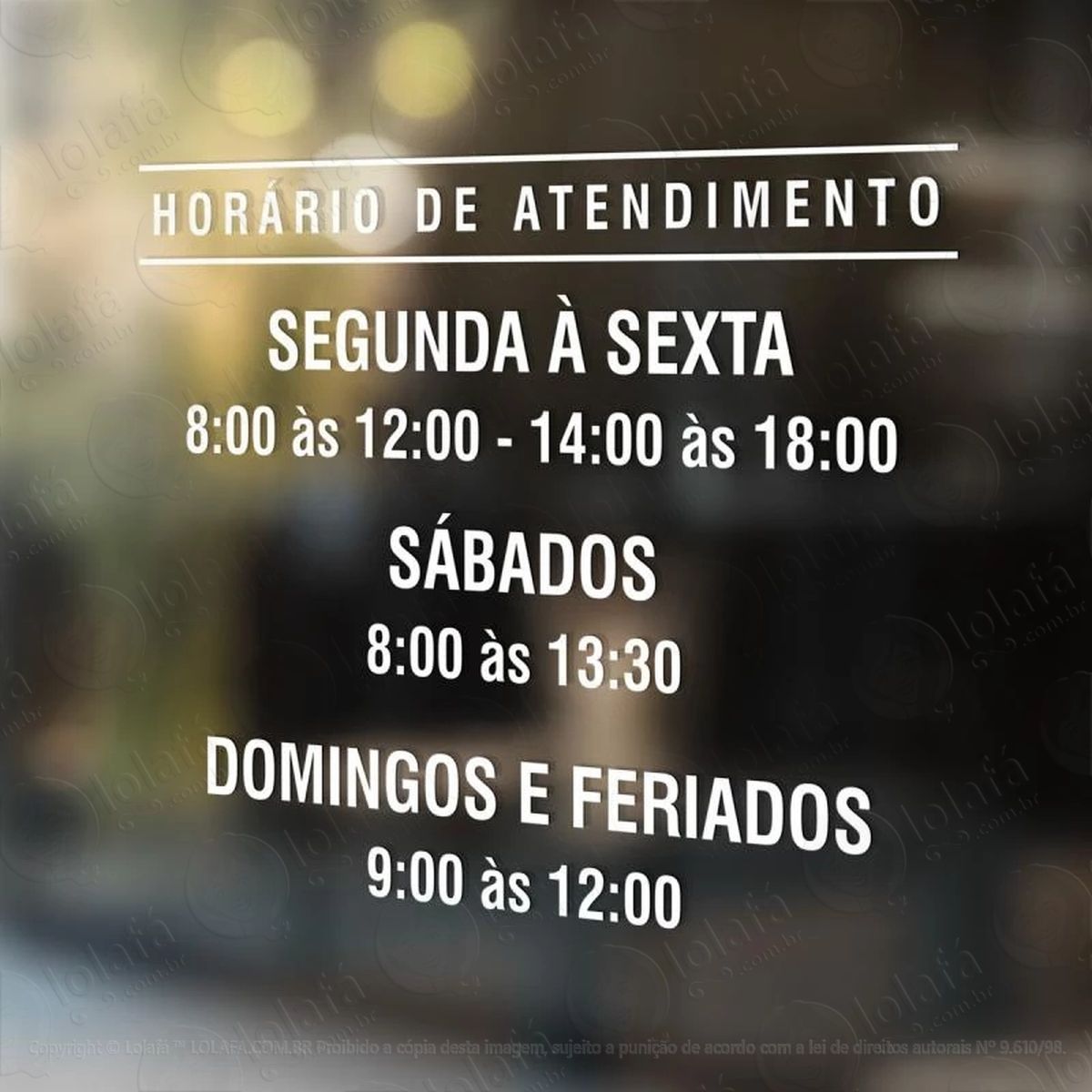 adesivo para porta e vitrine placa de funcionamento mod:56