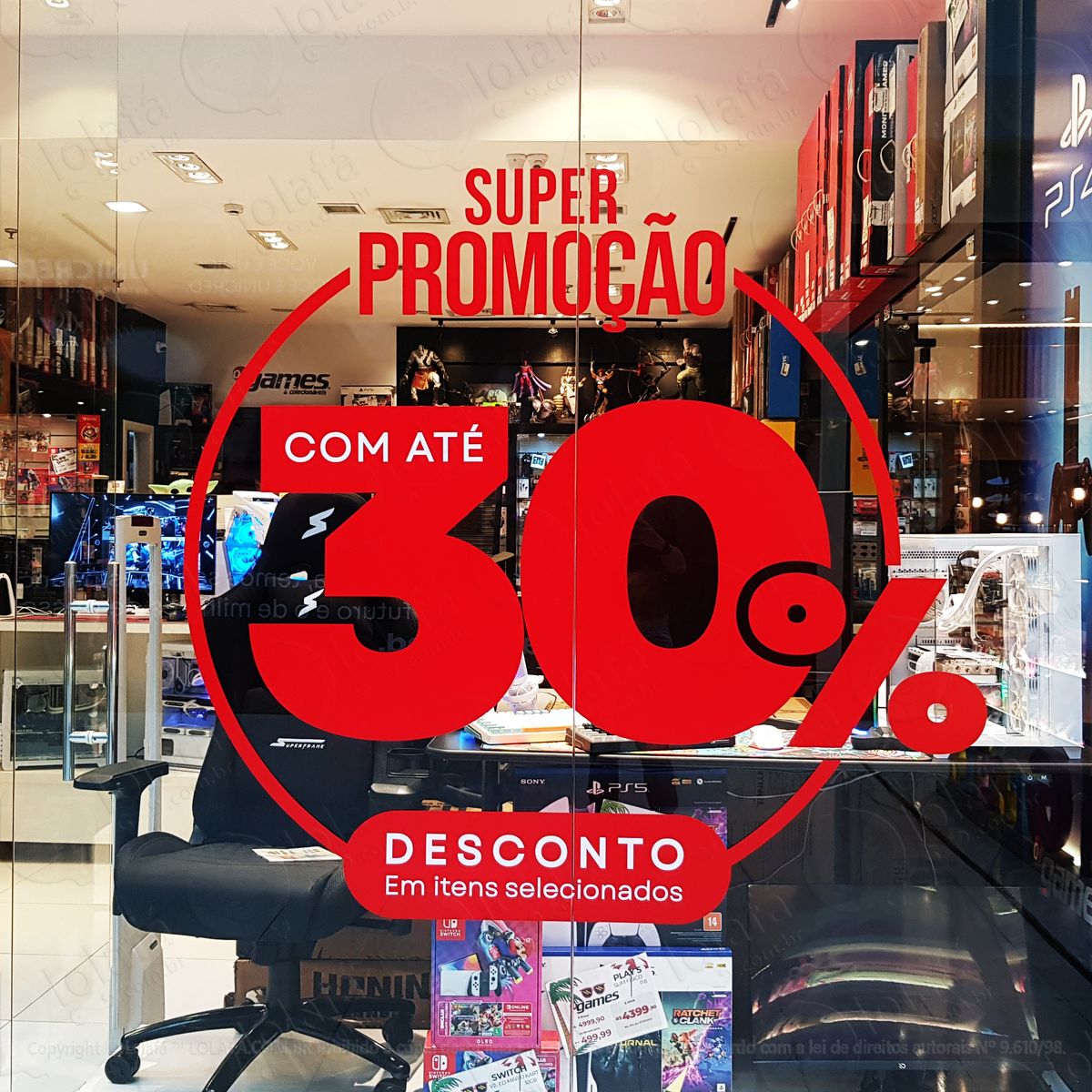 adesivo para vitrine super promoção 30% de desconto mod:76