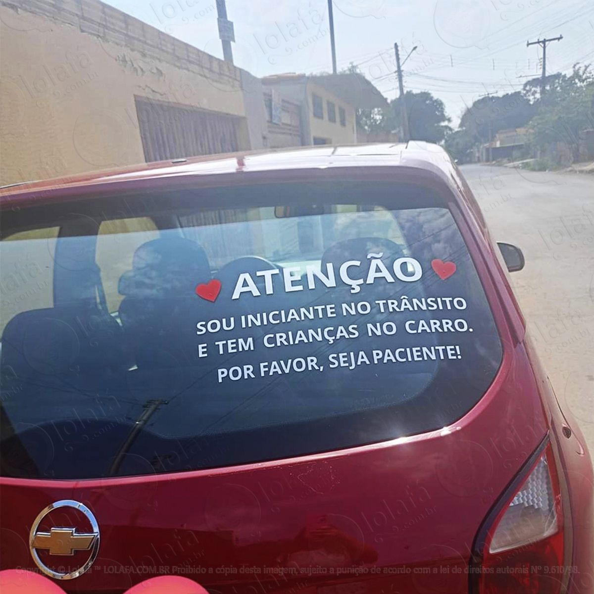 adesivo de carro frase atenção iniciante no trânsito seja paciente mod:79