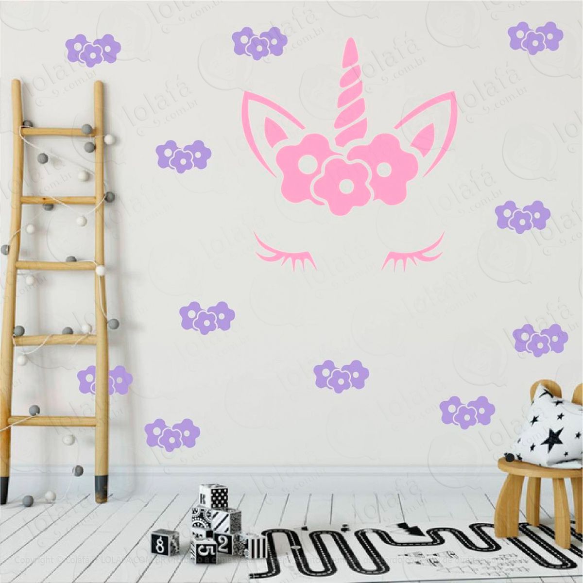 Adesivos Unicórnio 43 Peças Adesivos para Quarto de Bebê Infantil - Mod:7