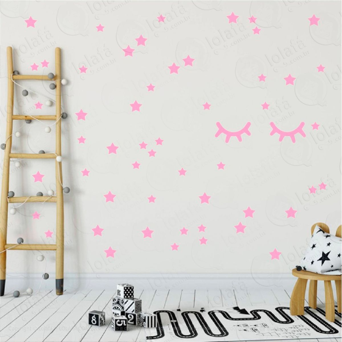 cílios e estrelas adesivos para quarto de bebê mod:9