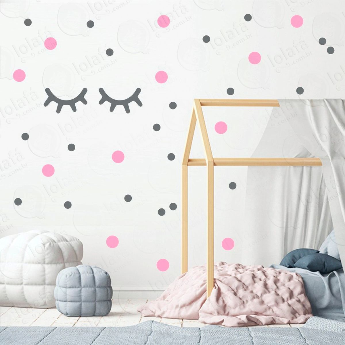 cílios e bolinhas adesivos para quarto de bebê mod:32